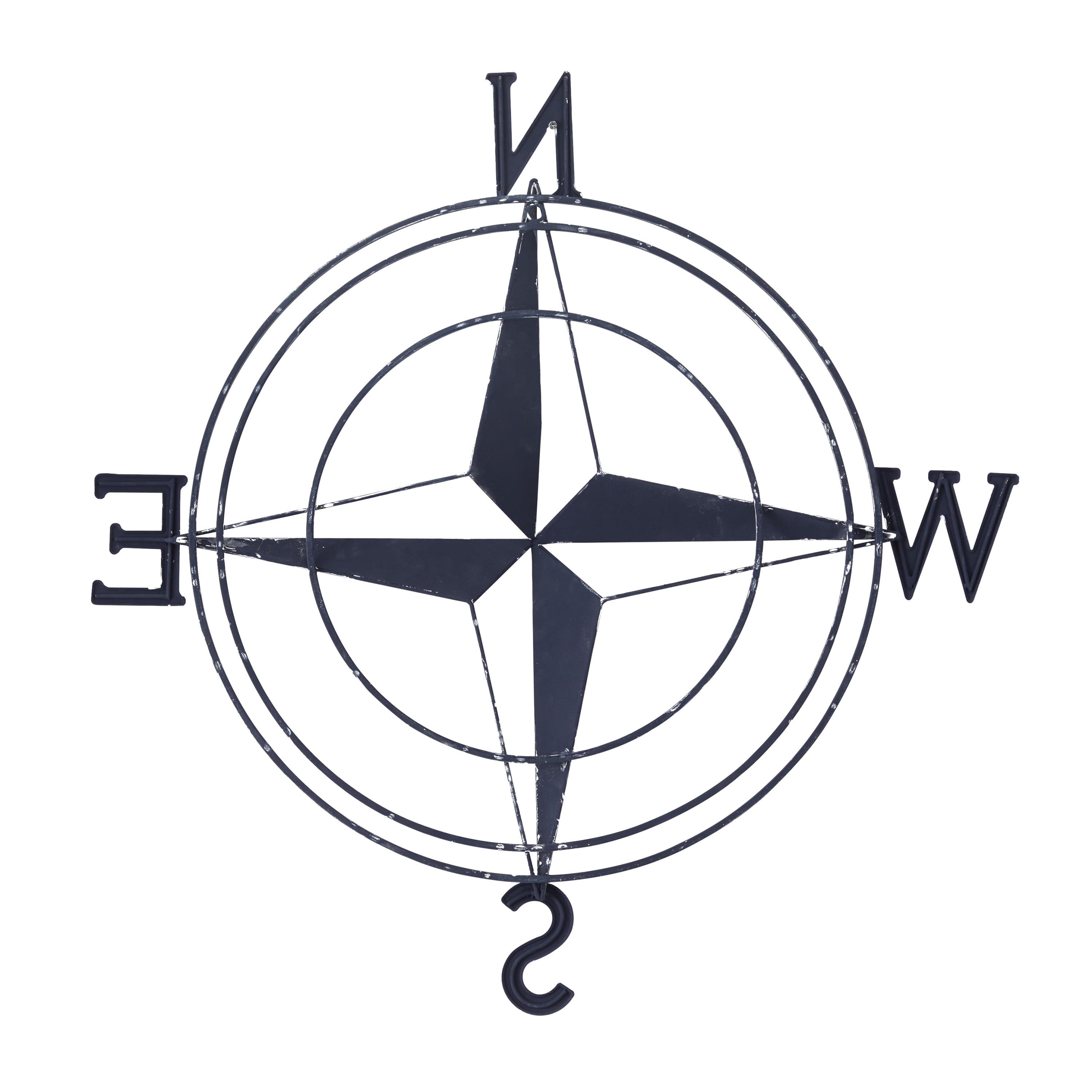 DecMode Dark Blue Metal Compass Wall Decor