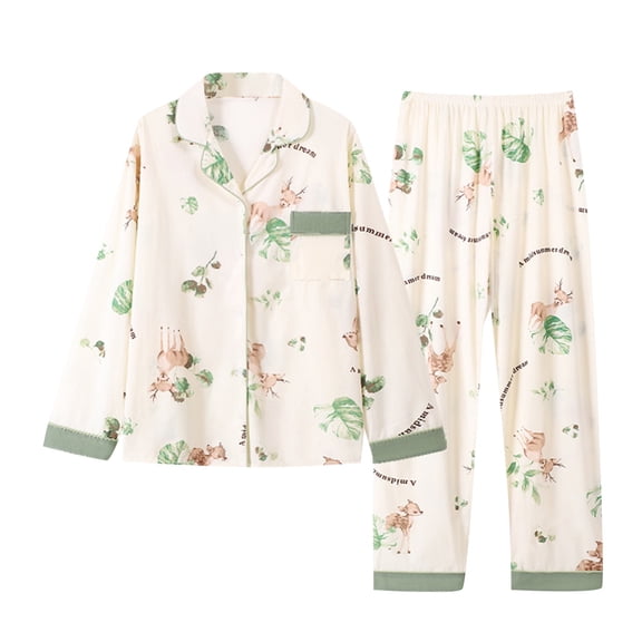 Lounge Sets Pants for Women Ladies' Luxuriou Temperament Loose Oversized Casual Home Clothe Long Sleeved Mom' Imitation Cotton Womens Pajama Sets Soft Sleepwear