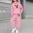 thumbnail image 2 of oqasdz Valentine's Day Girls Sweatsuit Long Sleeve Hoodie Sweatshirts And Jogger Pants With Leopard Print Heart Cozy 2 Piece Outfit For Toddler And Kids, 2 of 6
