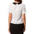 thumbnail image 3 of INSPIRE CHIC Women's Doll Collar Contrast Ruffled Sleeve Polka Dots Blouse White M, 3 of 6