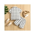 thumbnail image 4 of Baby Toddler Boy 2 Pcs Outfit Suit 6M 12M 18M 24M 3Y Contrast Color Plaid Lapel Short Sleeve Buttons Shirt Tops with Shorts, 4 of 10