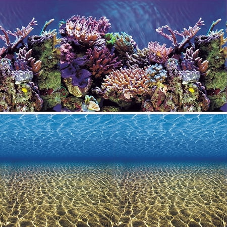 Aquarium Background Ocean Seabed /Coral Reef Double sides (48WX24H), Double sided- One side Coral Reef the other side ocean seabed By Vepotek From