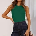 thumbnail image 6 of GA WEIHUA Women's High Neck Tank Top Slim Knit Basic Summer Tops Going Out T Shirts Casual Ribbed Knit Tops 2025 Fashion Sleeveless Cami Shirts(Green,XXXL)Saving, 6 of 6