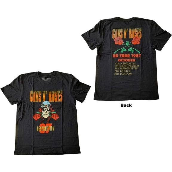 Guns N' Roses Unisex T-Shirt UK Tour '87 (Back Print) (Small)