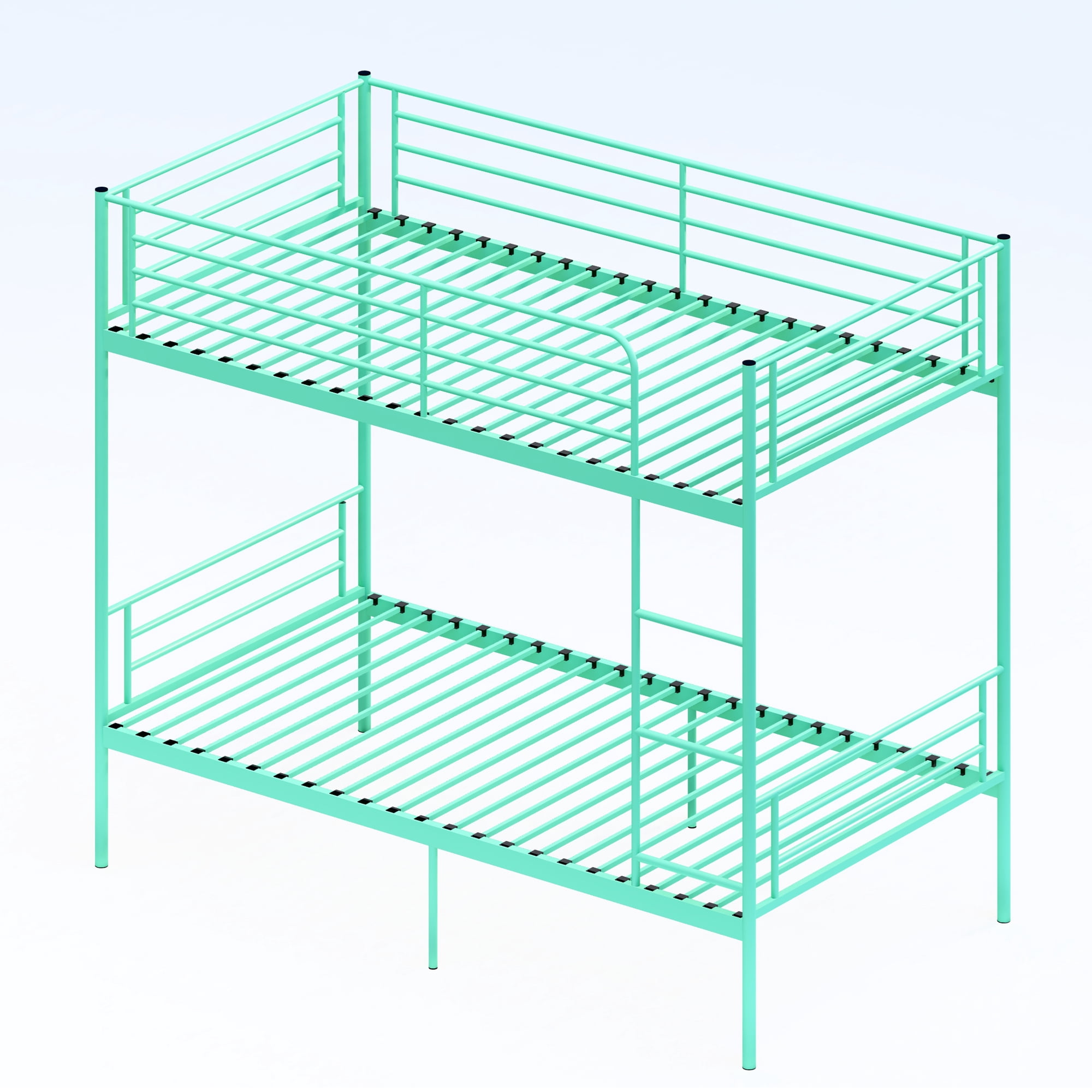Leumius Twin over Twin Bunk Bed,Metal Bed Frame with Ladder and Guardrail,Noise Free,Easy Assemble,Able to Split 2 Bed,Green