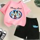 thumbnail image 3 of Camiseta y pantalones cortos con estampado de Mickey Mouse de verano para niños y adolescentes, traje de 2 piezas, ropa deportiva informal para niños y niñas, conjunto de moda Sunshine, 3 of 5