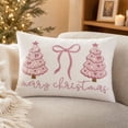 thumbnail image 4 of Christmas Printed Throw Pillow Pink Plump Festive Decorative Cushion For Sofa Couch Bed Holiday Decor, 4 of 7