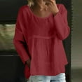 thumbnail image 2 of WZXFASHION T-shirt à Manches Longues Uni pour Femmes, Coupe Ample, Grande Taille, T-shirt à Manches Longues en Liquidation pour Femmes, 2 of 5