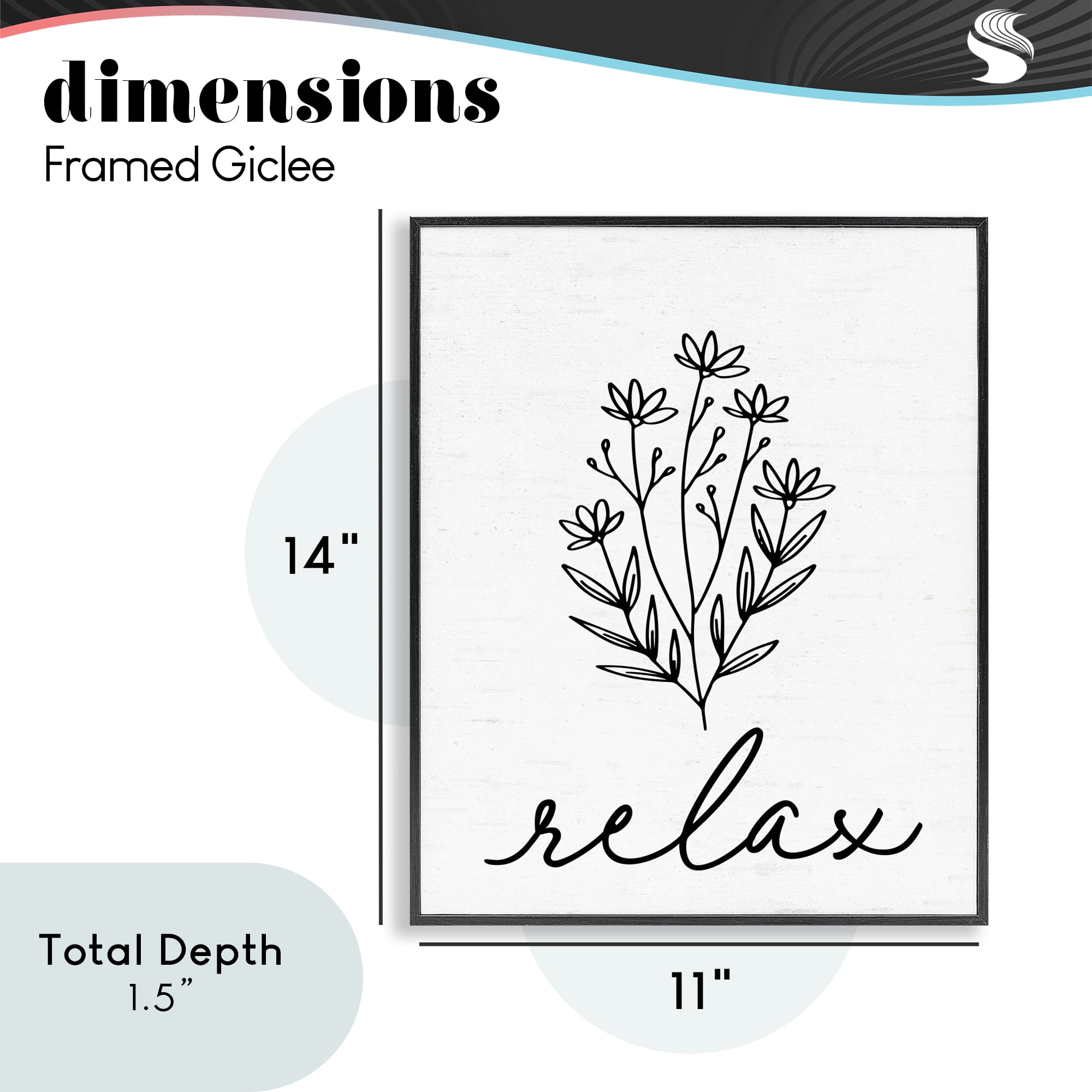 Bathroom Herb Relax Black Framed Giclee Art, design by Lettered and Lined