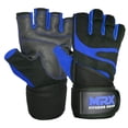 thumbnail image 4 of Weightlifting Gloves with Integrated Wrist Wrap Support Half Finger Body Building Gym Glove Blue X-Large, 4 of 7