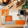 thumbnail image 2 of Burnt Orange Beige Placemats Set of 12, Abstract Modern Oil Painting Geometric Washable Wipeable Table Mats for Dining Tables, Indoor Outdoor Kitchen Place Mats for Holiday Party Table Decor, 2 of 9