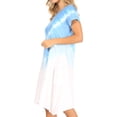 thumbnail image 3 of Sakkas Lilla Women's Casual Tie Dye Midi Boho Loose Short Sleeve Knit Dress Pocket - Blue - S/M, 3 of 5