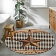 thumbnail image 3 of Small Round Rug 3Ft Washable Non-Slip, Western Texas Star Vintage Circle Area Rugs for Living Room Bedroom, Rustic Wreath Wood Black Plaid Indoor Floor Mats Carpet Runner for Home Decor, 3 of 8