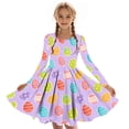 thumbnail image 6 of Xdegoge Classic Kids Girls Easter Dress Cute Bunny Egg Graphic Printed Tween Summer Sundress Knee Length Swing Long Sleeve Spring Holiday Event Outfit Casual Daily Play Wear for Teen, 6 of 7