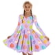 thumbnail image 5 of Vestido de manga larga con cuello redondo para niñas, vestido elástico de manga larga, corte A, estilo patinador con volantes, vestido de recital escolar, vestido de manga larga con cuello redondo par, 5 of 6