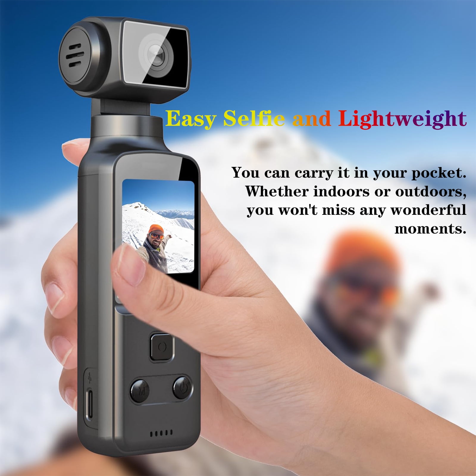 MARVUE 4K Body Camera with External Microphone, 270° Rotatable Mini Video & Audio Pocket Camera Ideal for Outdoor, Bike, Travel, 32GB Included