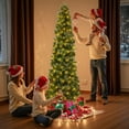 thumbnail image 4 of Simenmax 6ft Prelit Pencil Christmas Tree with Warm White LED Lights, Artificial PVC Xmas Christmas Tree with Sturdy Metal Stand for Small Spaces, Home, Office, Holiday Decor, 4 of 12