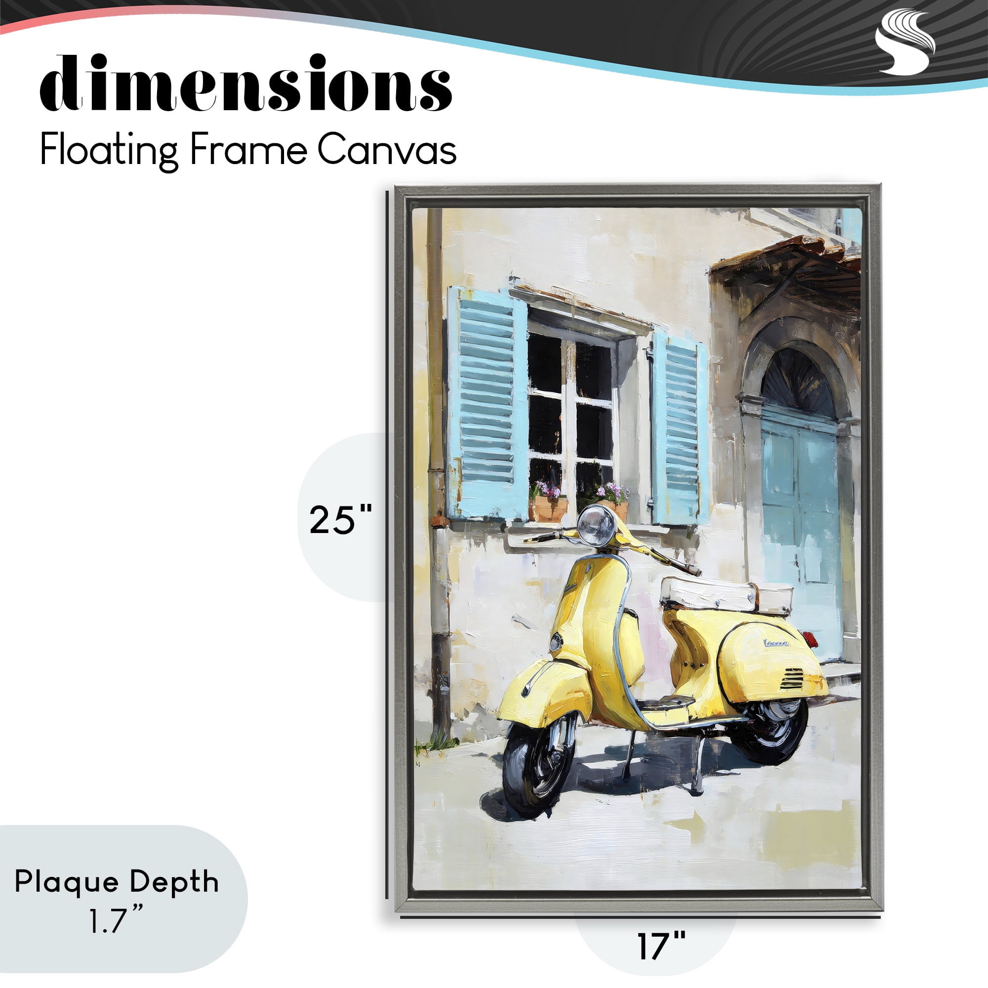 Stupell Industries Sunny Day Scooter Ride Gray Framed Floater Canvas Wall Art, design by Petal Prints Design