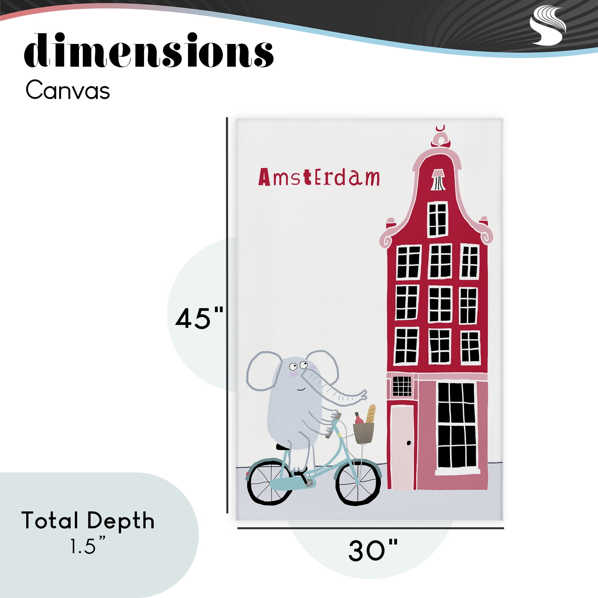 Elephant & Amsterdam Building Canvas Wall Art, design by Carla Daly