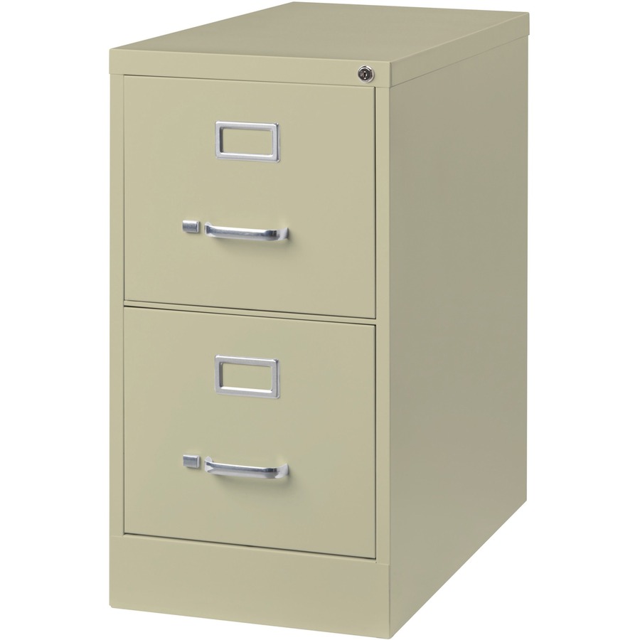 Lorell Vertical File - 2-drawer - 15" X 26.5" X 28.4" - 2 X Drawer(s) For File - Letter - Vertical - Security Lock, Ball-bearing Suspension, Heavy Duty - Putty - Steel - Recycled