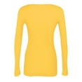 thumbnail image 5 of Fonma Womens Long Sleeve Stretch Crewneck Ribbed T-Shirt Fitted Casual Basic Tops Yellow XL, 5 of 6
