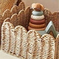 thumbnail image 3 of 2X Cesta con Borde Festoneado, Cestas de Almacenamiento de Mimbre, Cestas Organizadoras Tejidas A Mano para Estantes, Diseño de Cuerda de Papel, 3 of 5