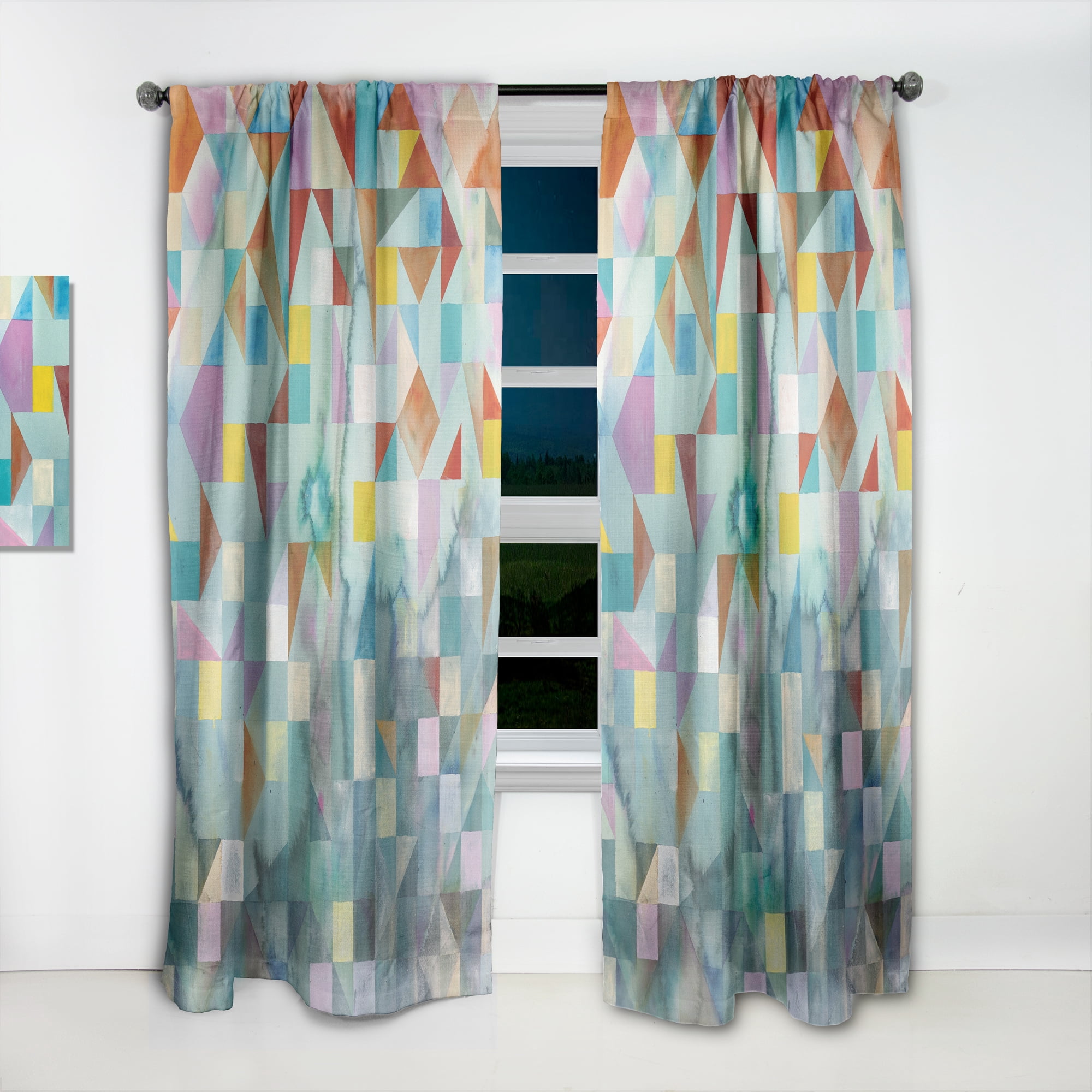 Designart 'Modern Mix Color Patchwork' Modern & Contemporary Curtain Panel
