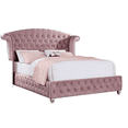 thumbnail image 2 of Contemporary Pink Flannelette Upholstered 1pc Twin Size Bed Cabriole Legs Wingback Design Bedroom Furniture, 2 of 4