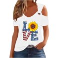 thumbnail image 1 of Tops de Hombro Frío para las Mujeres Día de la Independencia Impreso Fuera Del Hombro Blusa con Cuello en V, Fuera Del Hombro de las Mujeres, 1 of 4