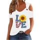 thumbnail image 1 of Tops de Hombro Frío para las Mujeres Día de la Independencia Impreso Fuera Del Hombro Blusa con Cuello en V, Fuera Del Hombro de las Mujeres, 1 of 4