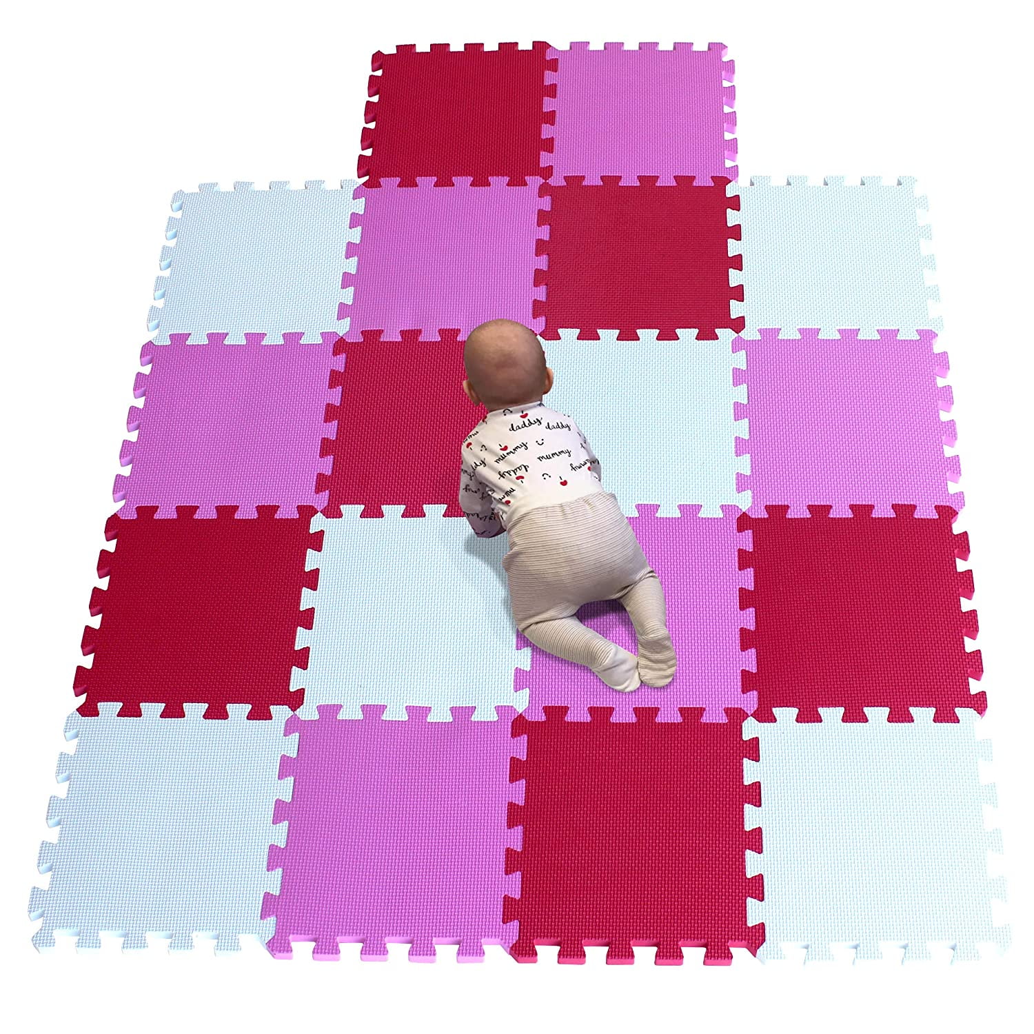 30x30cm Pink interlocking Jigsaw Puzzle EVA Foam Mat Tiles Kids Safe Playmat Set 