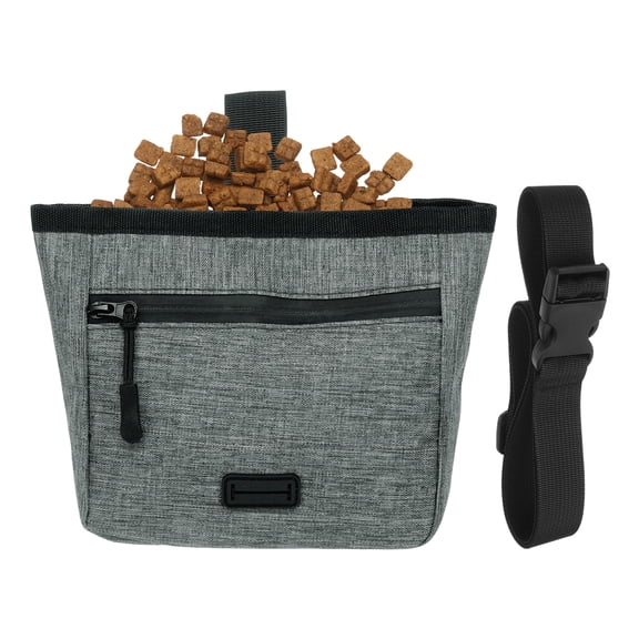 Uxcell Dog Treat Pouch, Pet Puppies Pouch for Dog Training Behavior Small Fanny Zipper Holder with Belt Portable Reusable (1Pcs, Gray), for Outdoor/Walking/Pets Feed Snack Reward