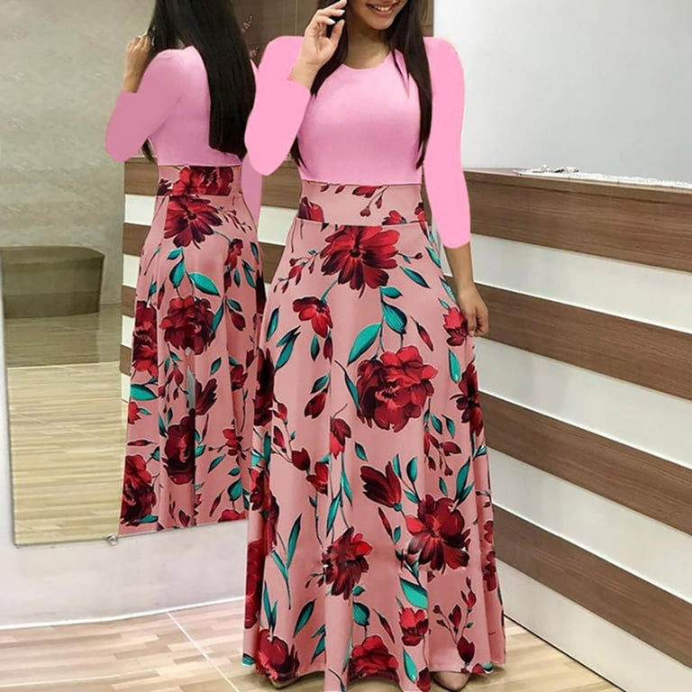 Casual Print Patchwork V Neck Waist Skirt Dresses Casual Print Patchwork V Neck Waist Skirt Dresses