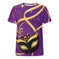 thumbnail image 4 of Gamivast Carnival Theme Shirts for Women Funny Mask Graphic Short Sleeve Tee Tops Casual Loose Crew Neck Trendy Pullover Party Tunic Dressy Blouses Mardi Gras Day T-Shirt, 4 of 6