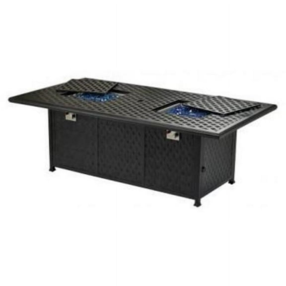 84 x 44 in. Windsor Rectangle Aluminum Dining Fire Table with Built-In Burner Accessories
