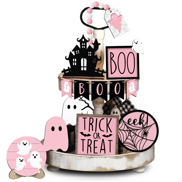Juego de decoración de bandejas escalonadas para Halloween Umigy Cute Ghost, 15 unidades