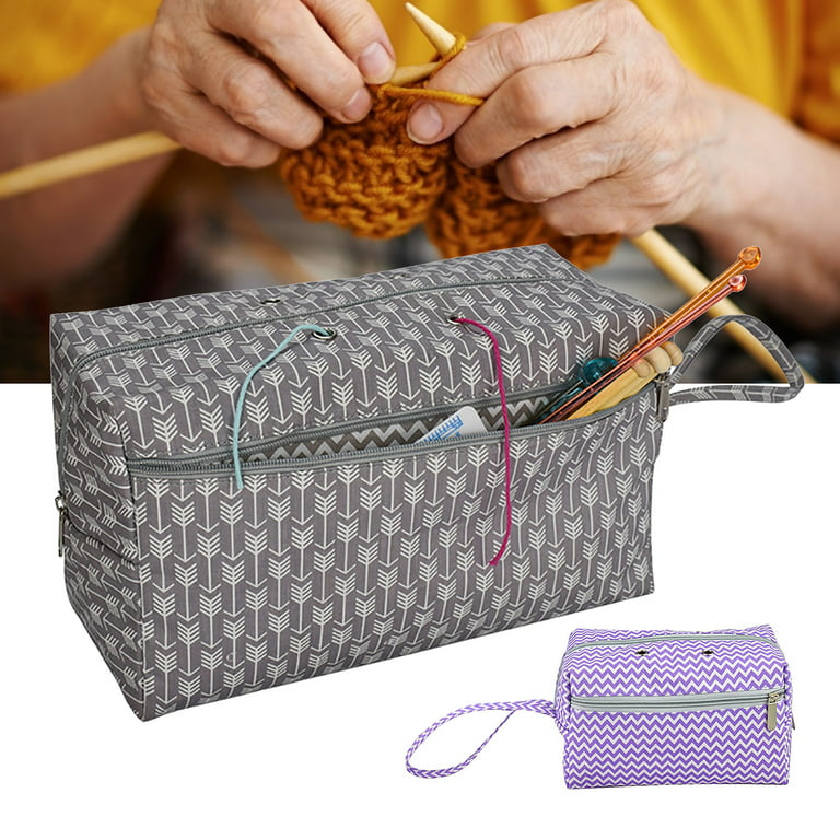 Hesroicy Portable DIY Crocheting Knitting Organizer Yarn Thread Storage Bag  with Hole