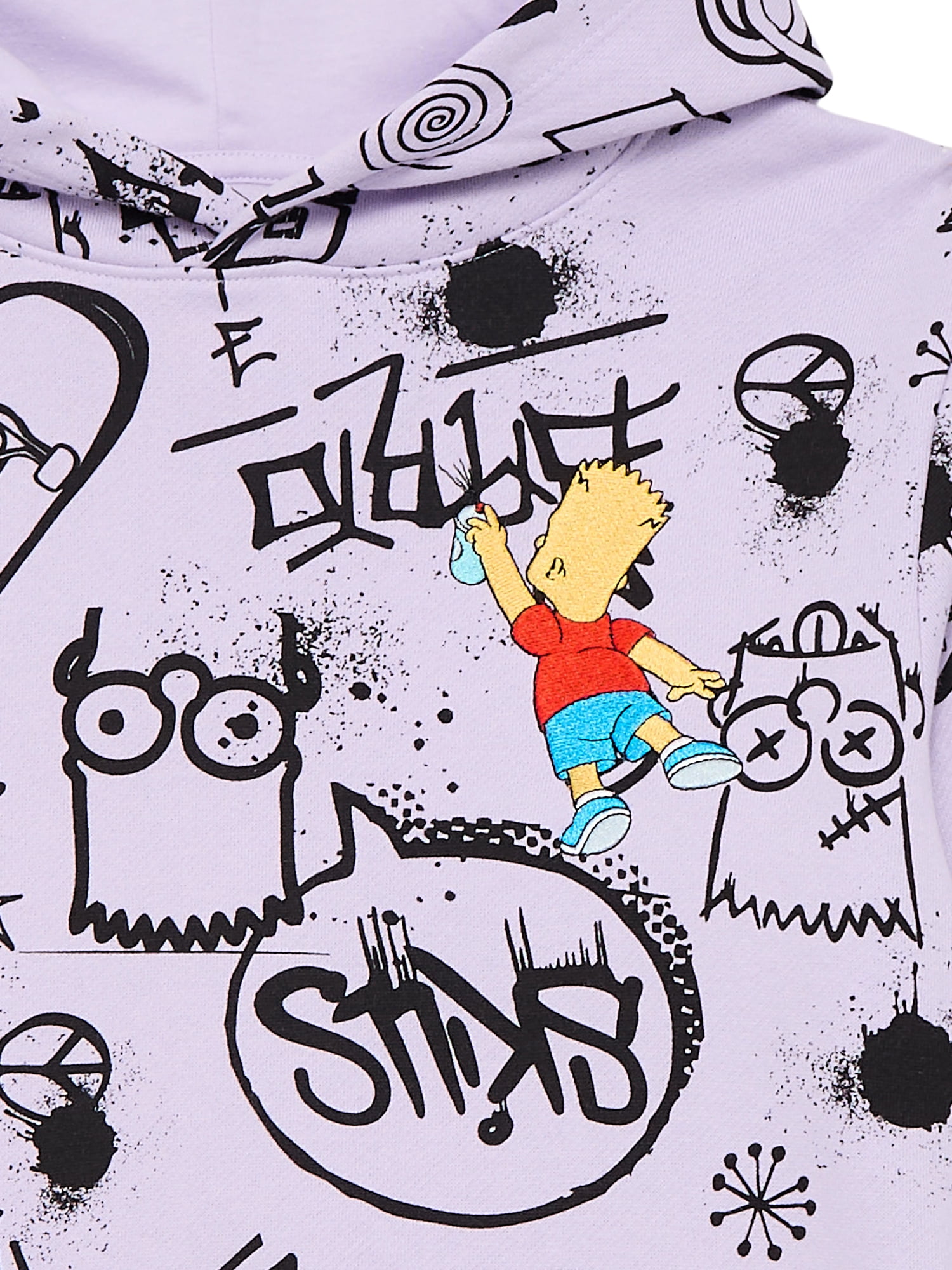 The Simpsons, Boys' & Big Boys' Graphic Hoodie, Bart Graffiti, Sizes 4-18