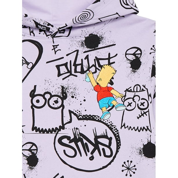 The Simpsons, Boys' & Big Boys' Graphic Hoodie, Bart Graffiti