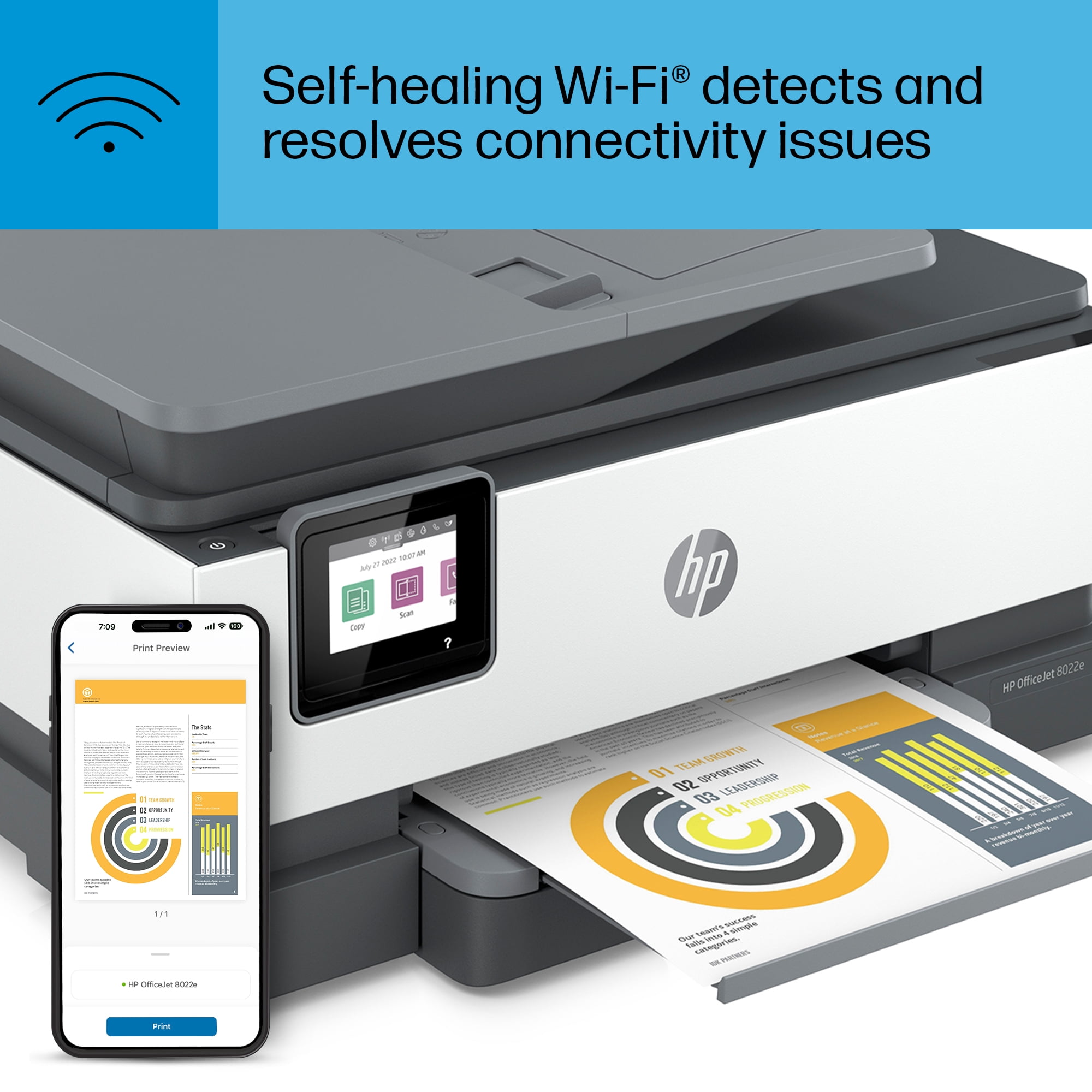 HP OfficeJet 8022e All-in-One Instant 6 Printer Months Free - with Color HP+ Inkjet Wireless Ink