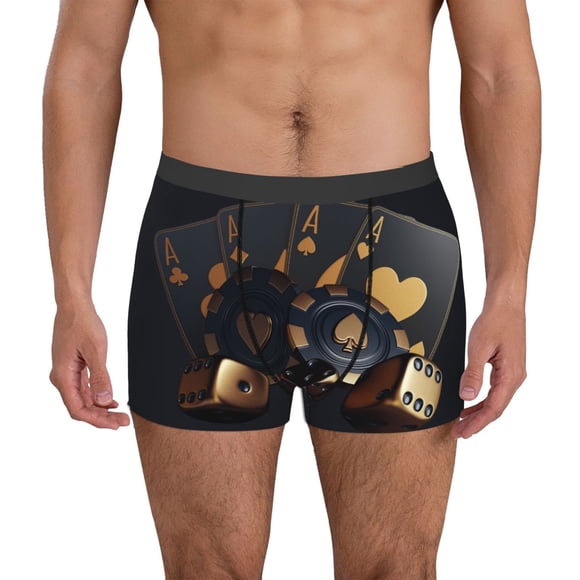 Balery Casino Cards Poker Calzoncillos bóxer para hombre, ropa interior de algodón suave y transpirable con cinturilla de nailon-Small