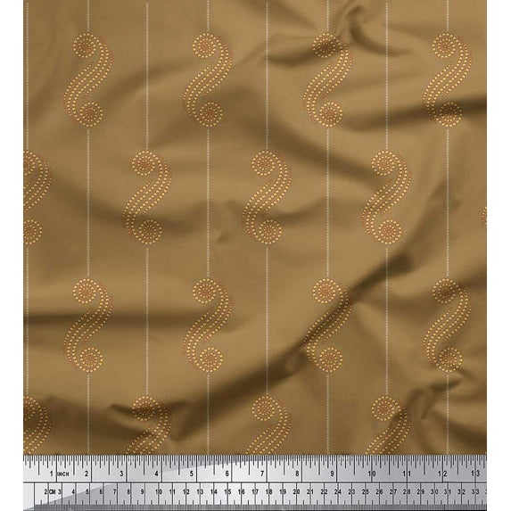 Soimoi Velvet Fabric Stripe & Dotted Swirl Abstract Printed Fabric 1 Yard 58 Inch Wide