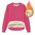 thumbnail image 4 of Vintage Fleece Sweatshirts for Women Long Sleeve Polka Dots Print Crewneck Warm Fuzzy Undershirts, 4 of 5