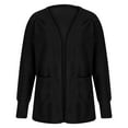 thumbnail image 6 of Cardigans on Womens Ladies Solid Open Front Soft Chunky Pocket Long Sleeve Coat Outerwear Cardigan, 6 of 7