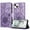 Purple, variant on Designed For iPhone 15 Flip Phone Case,Flip Folio Cover with Credit Card Holders Emboss Sunflower PU Leather Purse Kickstand Shockproof A nti-fall Ultra Slim Phone Case,Darkpurple