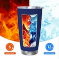 thumbnail image 6 of Fotbe Navy Blue Pattern 20 oz Tumbler Stainless Steel Vacuum Insulated Coffee Ice Cup Double Wall Travel Flask Leak-proof Coffee Cup-Straw Three-piece Set, 6 of 8