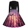 thumbnail image 3 of Long Dress with Sleeves,Summer Casual Dress,Ladies Casual Long Sleeved Round Neck Printed Fashionable Strap Dress, 3 of 3