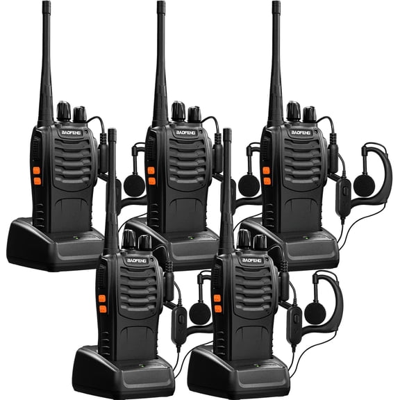 Walkie Talkies BAOFENG BF-888s de largo alcance, paquete de 5 con auricular