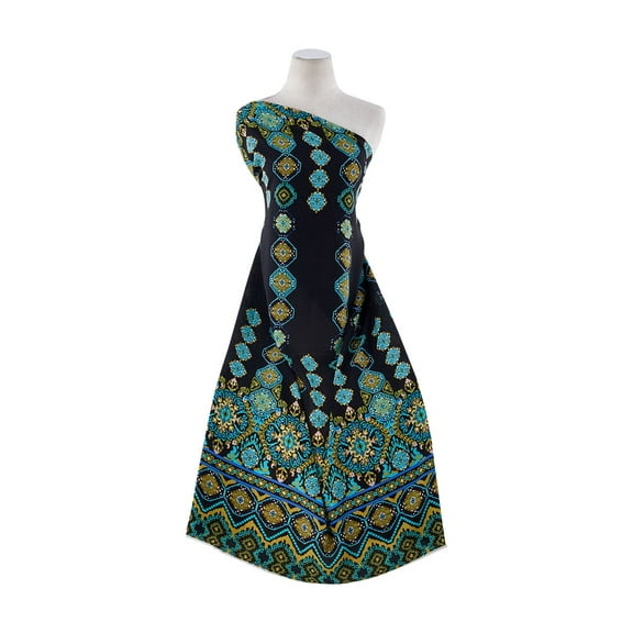 Zelouf Wool Dobby Print  , Sewing, DIY, Crafts Fabric by the Yard, 947 Black/blue, 3 Yard