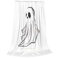 thumbnail image 2 of Fotbe Cute Ghost Simple Drawing Manta de Franela Acolchonada con Estampado, Súper Suave y Esponjosa, Extra Grande para Sofá, Cama, Uso Todo el Año-40"x30", 2 of 7